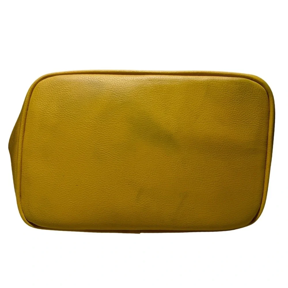 Vegan Leather Modern Geometric Backpack Yellow Structured Bag Bold Red Lining
